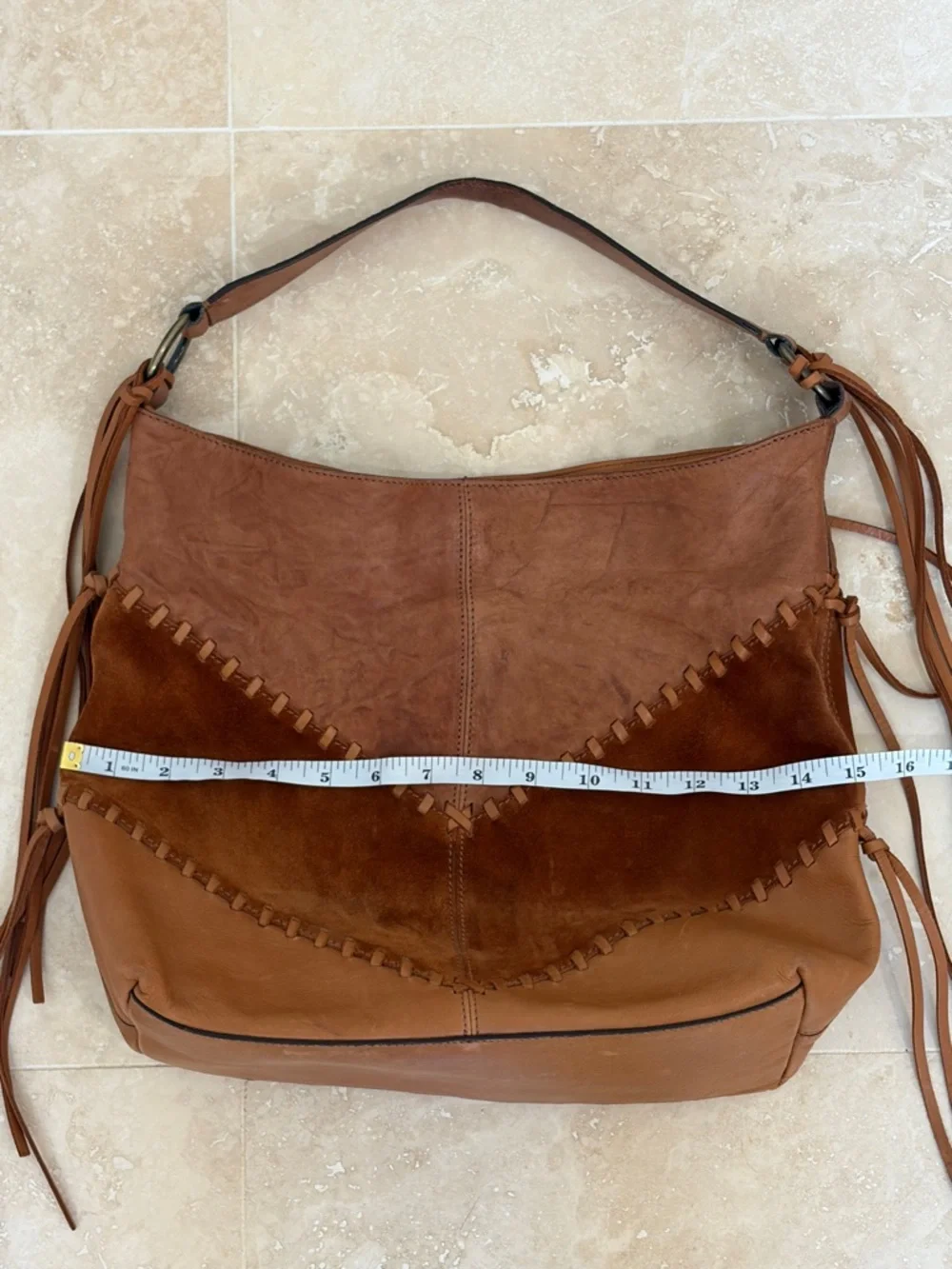 Johnny Was Suede Leather Hobo Bag